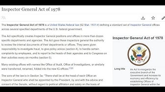 December 22nd 2017. Wikipedia Entry For House Inspector General?