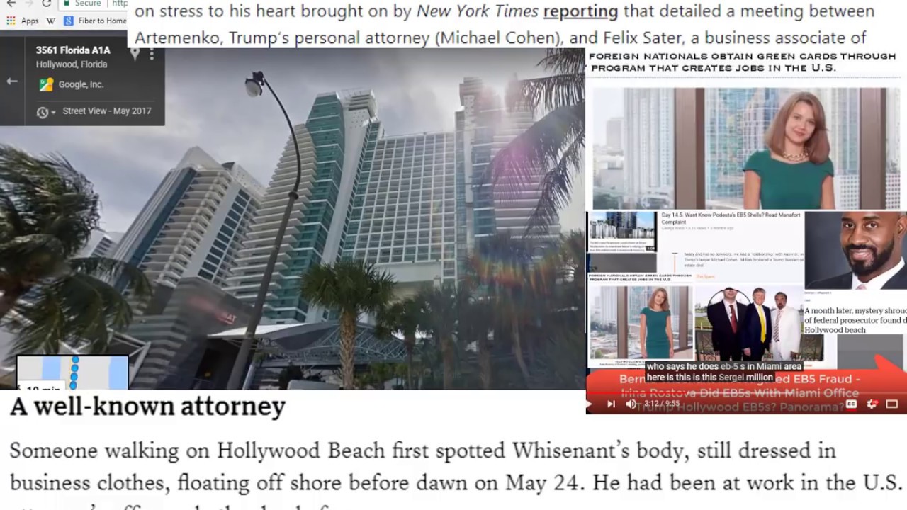 February 25th 2018 Walking DNC Bogacheva’s Hollywood Beach - EB5s and Investigator’s Dead Body