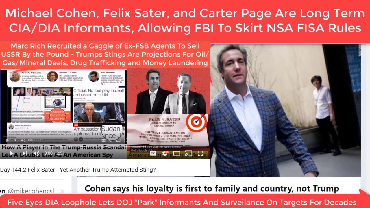 July 2nd, 2018 Trump’s Long Term DIA Informants Cohen_Epstein, Sater, and Page, Informant Amigos