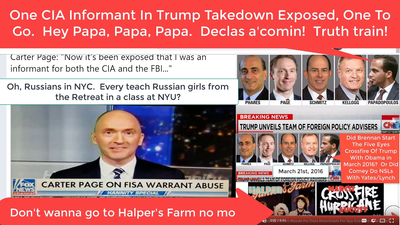 June 1st 2019 Carter Page Comes Clean On Being A CIA Plant In Trump Campaign. Oops, We Said That