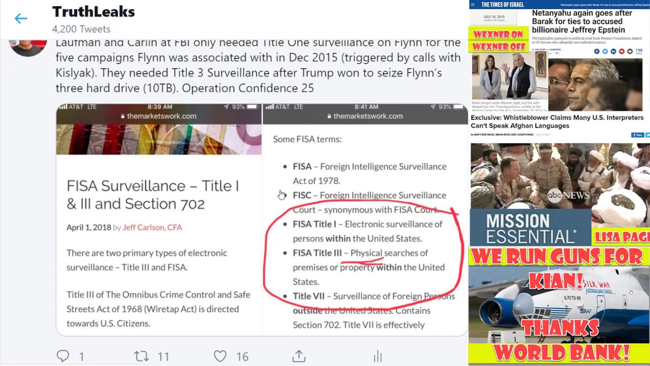 July 14th 2019 Epstein’s Russian Retreats, Deripaska Takes Over After Epstein Arrested. Flynn FISA